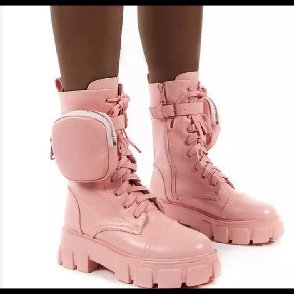 Pink combat Boots